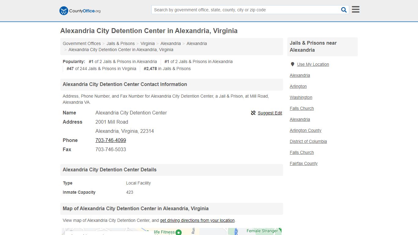 Alexandria City Detention Center in Alexandria, Virginia - County Office